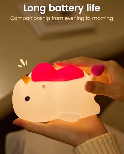 joyful xinghai Unicorn Night Light for Kids, Soft Silicone Tap Control Lamp with 30-Min Auto-Off Timer, Rechargeable Portable LED Bedroom Bedside Light for Baby Nursery Toddler - Thumbnail 3