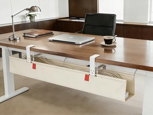AHOMO [Upgraded] Under Desk Cable Management, 28" Cord Organizer, with Silicone Pads (No Scratch!), 16 Cable Ties, Washable PE Honeycomb Base,Fits Any Desk 0-2.1", No Stinky Cardboard!Beige28"L x 6"W - Image 1