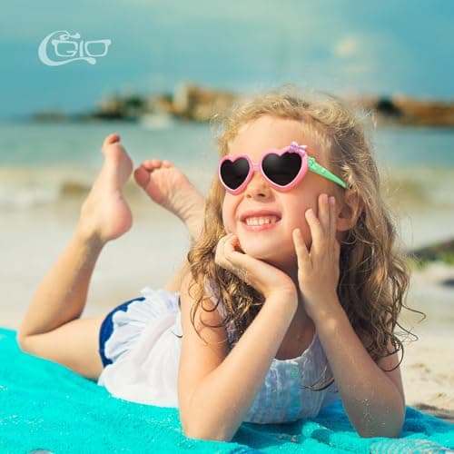 CGID Kids Sunglasses Toddler Heart Shades Polarized Sunglasses for Children Age 3-10,K78,Pink Blue and Purple Yellow - Thumbnail 4