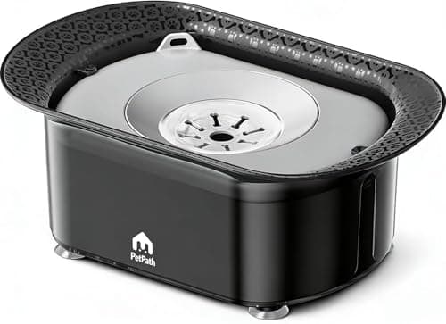 PETPATH Dog Water Bowl, 2.2L No Spill Water Bowl for Dogs,with Suction Cup Foot Pad Reduce Refill, Anti Splash No Mess Dispenser Dripless Slow Drinking Water Bowl for Sloppy Messy Drinkers (Gray)