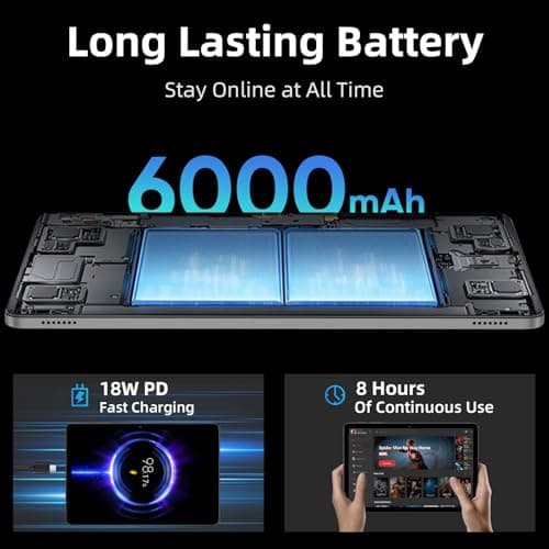 2026 Upgraded Tablet 10 inch, Android 16 Tablet, Octa-Core Processor, 24GB RAM 64GB ROM 2TB Expand, 1280x800 HD Touchscreen, GPS, WiFi 5, Dual Camera, BT5.0, 6000mAh, Widevine L1 - Thumbnail 6