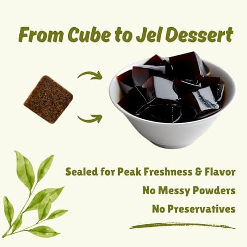 Green Tea Jelly – Vegan, Halal, Gluten-Free, Dye-Free | Jel Dessert made with Natural Brown Sugar & Konjac | 8 Counts (makes 40oz+) - Thumbnail 5