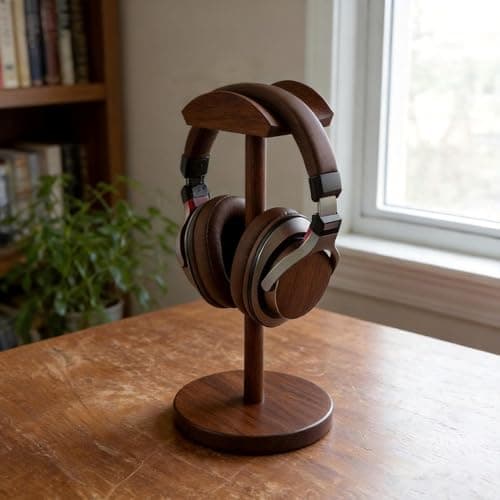 Cyfromt Universal Headphone Hanger Holder Organizer Keeper Racks Storage for Desk Gaming Headset Stand Premium Functional Craftmanship Headset Stand Accessories Walnut - Thumbnail 2