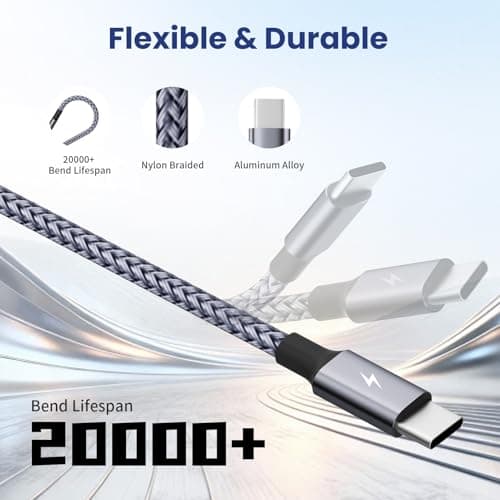 USB C Splitter Multi Charging Cable 1Pack 5FT, Dual Type C Charger Cord,4 in 1 Multiple Nylon Braided Cable with 4 Type-C Connectors Compatible with iPhone 17 16 Pro Max/Tablets/Google - Thumbnail 2