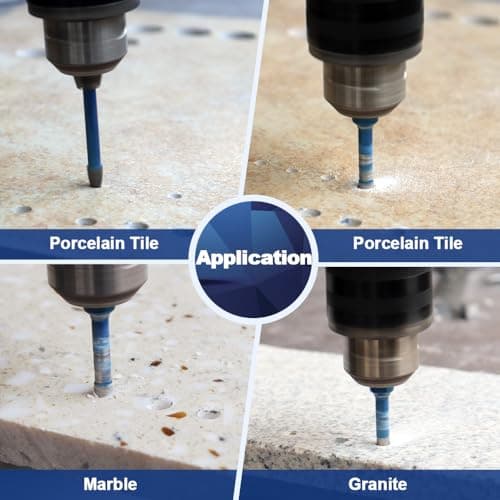 Dry Diamond Drill Bit Set,BRSCHNITT 10pcs 1/4 Inch Masonry Drill Bits Set with Triangle Shank for Porcelain Tile Ceramic Stone Granite Marble,Dry Drilling Diamond Core Drill Bit Kit - Thumbnail 4