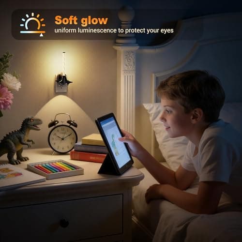 JandCase LED Night Light Plug into Wall, Dusk to Dawn Sensor, Dimmable 0-100LM Adjustable Brightness, 3000K Soft White Night Light for Bedroom, Bathroom, Stairway, Hallway, 1 Pack - Thumbnail 4