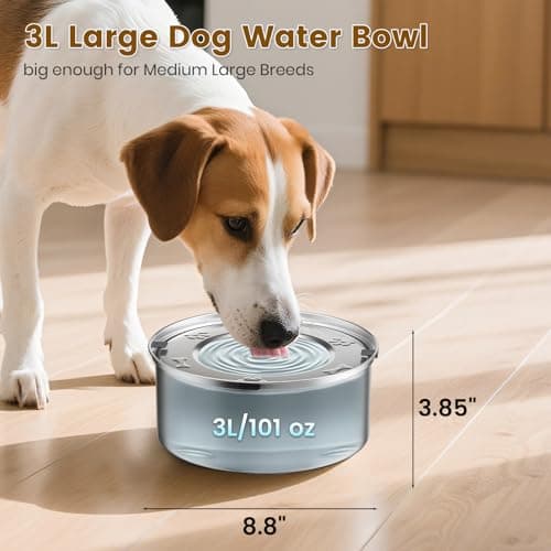 VDTEB Dog Water Bowl No Spill,3L/101oz Stainless Steel Water Bowl for Dogs, Spill Proof Slow Drinking Dog Water Feeder with Anti-Slip for Medium to Large Messy Drinkers - Thumbnail 6