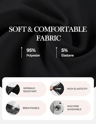GRACE KARIN Summer Business Work Dress for Women Black Dress Sleeveless Midi Dress V Neck Dress M - Thumbnail 5
