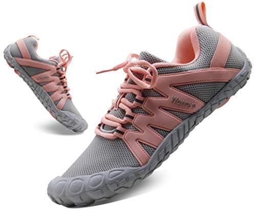Weweya Barefoot Shoes for Women Workouts Wide Width Shoes Women's Track Field Cross Country Shoes Comfortable 5 Toe Shoes Minimalist Running Outdoor Arch Support Gray Pink US Size 5.5 - Image 1