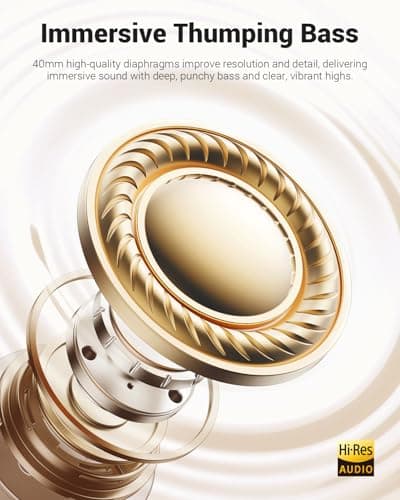 Wentronic Y01 Wireless Noise Canceling Headphones Bluetooth 5.3 Over Ear Headphones with Microphone, Hi-Res Audio, 48H Playtime, Foldable Comfortable Earpads,Compatible with iOS,Android,PC, Starlight - Thumbnail 5