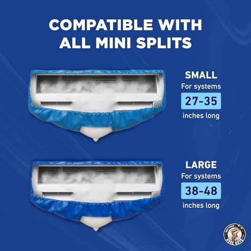 Mini Split Cleaning Bag | 360 Waterproof Design | Fits Systems 27in - 39in Long | Mini Split Cleaning Kit Includes Overspray Guards and Drain Hose - Thumbnail 4