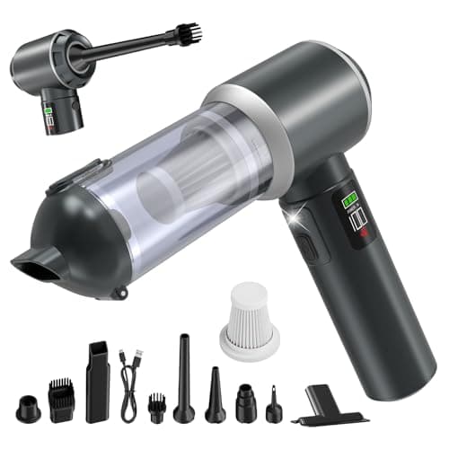 4-in-1 Handheld Vacuum Cordless&Air Duster, 28000pa Suction Power Car Vacuum Portable Cordless, Mini Vacuum with Digital Display and One-Click Dust Emptying for Car Home Office Kitchen Pet Hair(Gray)
