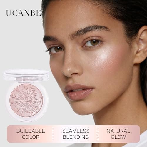 Baked Blush for Cheeks Makeup - Glow Powder Blush Palette, Silky Smooth, Seamless Buildable Face Blush Powder with Subtle Shimmer for a Natural, Long-Lasting Glow, 05 Champagne (Champagne-Glow) - Thumbnail 2