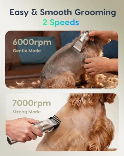 Jovipawzy Dog Clippers Low Noise, 2-Speed Quiet Dog Clippers for Grooming Kit Cordless Rechargeable Hair Clippers Shaver Trimmer for Small & Large Dogs,Cats and Animals (Gold) - Thumbnail 2