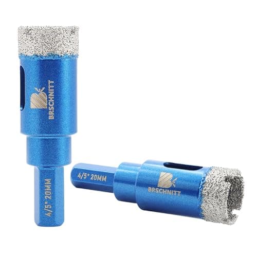 Dry Diamond Core Drill Bit Set,BRSCHNITT 2pcs 4/5 Inch (20mm) Diamond Hole Saw Core Drill Bit with Hex Shank for Porcelain Tile Ceramic Stone Granite Marble