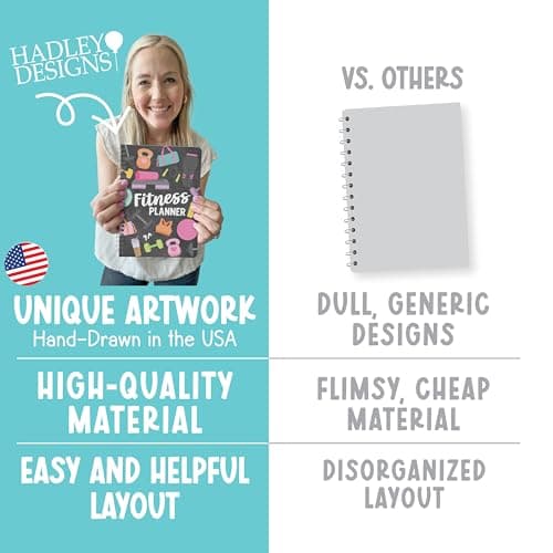 Hadley Designs Fitness Journal for Women - Workout Journal for Women, Fitness Planner for Woman, Workout Log Book, Undated Gym Journals & Exercise Journals, Gym and Health Notebook, Birthday Gifts - Thumbnail 4