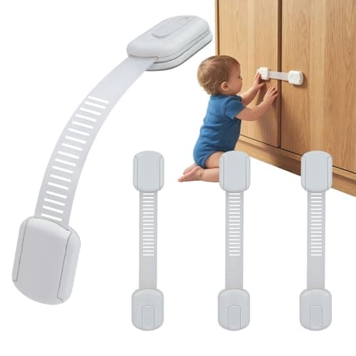 Vkania Child Proof Cabinet Locks - Cabinet Locks Baby Proofing with 3M Adhesives for Refrigerator, Oven, Cupboards, Toilet Seat - Adjustable,Easy Installation,No Drilling (4 Pack) - Image 1