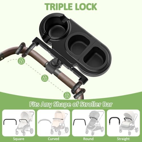JACZZO Universal Stroller Snack Tray with 3 Detachable Silicone Bowls, Anti-Slip Silicone Grips & Cup Holder, Stroller Attachment for Nuna, Uppababy, Travel Essentials for Baby, Stroller Accessories - Thumbnail 4