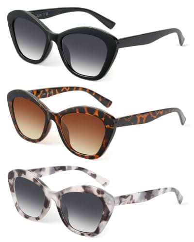 LADEESSE 3 Pack Reader Sunglasses for Women Fashion Cateye Sun Readers Outdoor Reading Glasses UV400 +1.50 Protection - Image 1