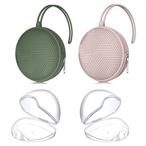 Smlpuame 4 Pack Pacifier Holder Case Set,2 Silicone Portable Pacifier Cover Pouch Bag for Diaper Bags Baby Carriage with 2 Transparent Pacifier Storage Container Box,Easy to Clean,Boho(Green+Pink) - Image 1