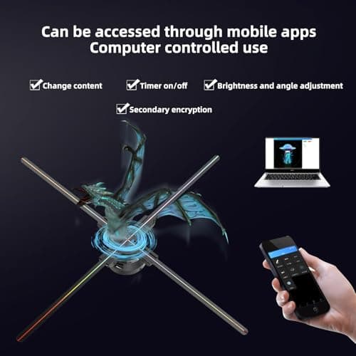 3DHologramFan,85CM Missyou 3D HologramFan Projector Holographic Christmas Tree Advertising Display with Remote and Bluetooth and Splicing,1500+ Video Library for Signs,Bar,Party Halloween - Thumbnail 2