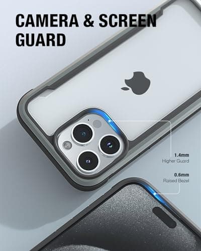 RAPTIC Shield for iPhone 15 Pro Max Case, Shockproof Protective Clear Case, Military Grade 10ft Drop Tested, Durable Aluminum Frame, Anti-Yellowing Technology Case, 6.7 inch, Black - Thumbnail 4