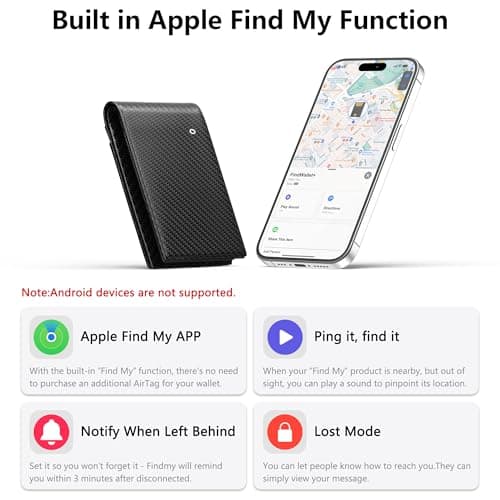 Auskang Smart Wallet for Men, Gift for Men, Works with Apple Find My, Minimalist Leather Wallet for Men, RFID Blocking, Credit Card Holder, Wallet with Smart Tracker, Wireless Charging (Grid Pattern) - Thumbnail 3