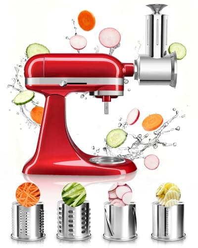 Jooke Latest Large Stainless Steel Slicer Shredder Attachment for KitchenAid Stand Mixers,Dishwasher Safe Vegetable Cheese Grater for KitchenAid Mixer Attachments,4 Blades,Time-Saving Salad Maker - Thumbnail 3