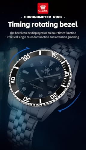 OLEVS Watch Men,Men's Silver Watch Black Face,Silver Watches for Men,Mens Luxury Wristwatch Stainless Steel,Minimalist Big Face Black Wristwatch,Men's Dress Watches,Relojes para Hombres - Thumbnail 6