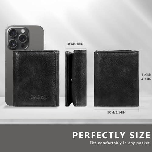 HiChiclife Men's Trifold Wallet, Classic RFID Blocking Leather Design - Durable Front Pocket Wallet with ID Window & Multiple Card Slots, Gift Box Included - Thumbnail 4