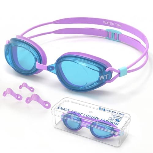 WATER TIME Kids Racing Swim Goggles, Anti-Fog UV Mirrored Lenses, Adjustable Dual Strap & 3 Nose Bridges, Watertight Seals for Youth Training Competition Ages 6-15 - Image 1