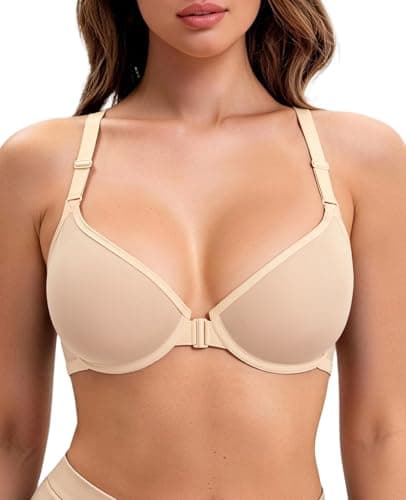 Upushall Women's Racerback Balconette Sexy Sheer Front Closure Plunge Bra