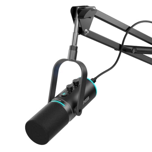 PUPGSIS XLR/USB Podcast Microphone, Gaming Mic with Mute Button, Reverb Effects, Noise Cancellation, Boom Arm Stand, Headphones Jack, Dynamic Microphone for Streaming/Recording/Gaming/Vocal-Black - Image 1