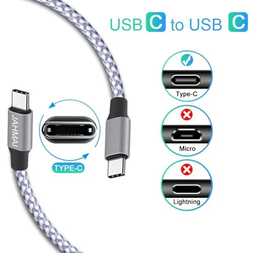 JAHMAI USB C Cable, Nylon Braided USB C to USB c Fast Charging 6ft 3Pack 60W Quick Data Sync Type C Charger Cord for iPhone 17/16/15 Pro Max/17/16/15 Pro/16/15 Plus/17 Air/iPad mini/Galaxy S24/23/22 - Thumbnail 2