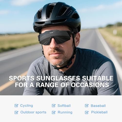 suoso Sports Cycling Sunglasses for Men: Lightweight UV Protection Polarized Sun Glasses for Youth Baseball Softball Running - Thumbnail 4