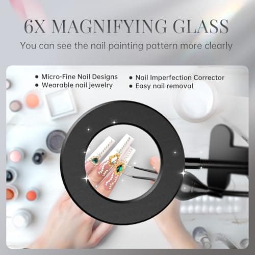 krofaue Dual Head UV Nail Lamp with 6X Magnifier, UV LED Flash Curing Light for Gel Polish, 3 Color Temps & Desk Clip for Home and Salon DIY - Thumbnail 3