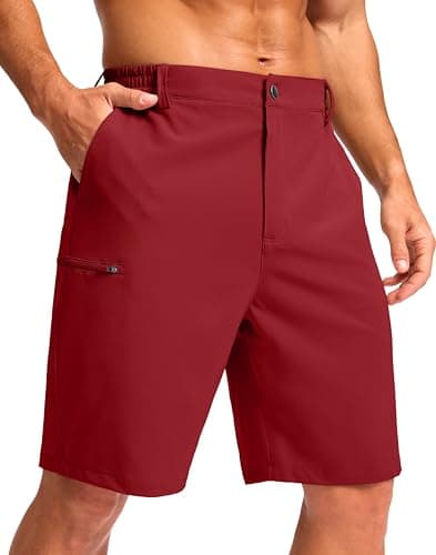 Men's Casual Shorts 7"/ 9" Lightweight 4 Pockets Stretch Quick-Dry Summer Shorts for Golf Work Hiking Trips (9", Red, XL) - Image 1