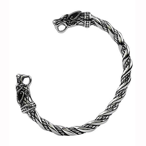 TURTLEDOVE Viking Wolf Fenrir Bangle - Adjustable Stainless Steel Norse Scandinavian Torc - Image 1