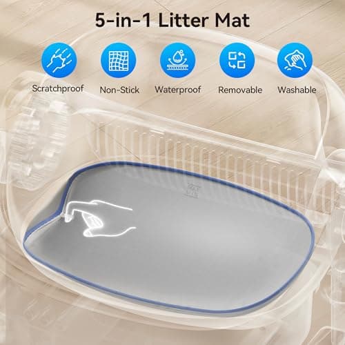 Thereye Self Cleaning Cat Litter Box, Open-Top Automatic Litter Box with APP Control, Safety Sensor and 10L Large Waste Bin, Smart Kitty Litter Boxes with Trash Bags and Mat for Multiple Cats - Thumbnail 6