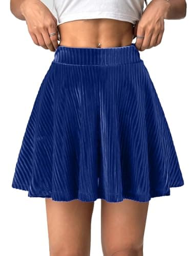 GAMISS Women's High Waist Short Skirt, Velvet Casual Skirts with Shorts 2026 Spring Summer Skorts for Women Royal Blue M - Image 1