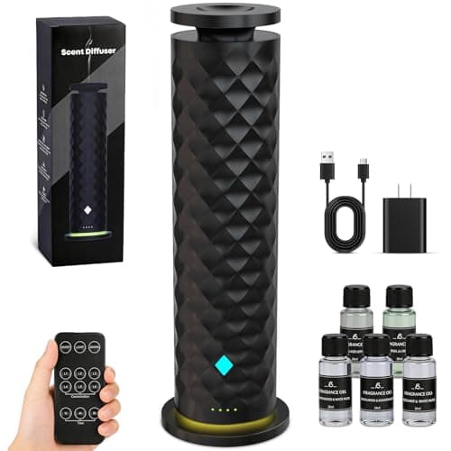 Waterless Scent Diffuser Starter Kit – Remote Control Cold Air Scent Diffuser Oil Machine with 5 Oils 1000 Sq Ft Coverage Quiet Nebulizing Aromatherapy for Home Office Bedroom & Spa - Image 1