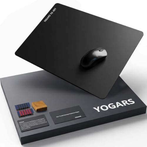 YOGARS Glass Gaming Mouse Pad, 19.7"x15.7" Large Glass Hard Mousepad for Esports, Ultra-Smooth Micro-Etched Surface Speed & Control, with Anti-Slip Base, Easy Clean Scratch Resistant (Black) - Image 1