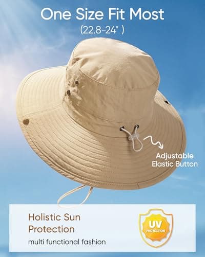 Sun Hats for Men Fishing Hat Outdoor Hiking Beach Summer Hats (Khaki) - Thumbnail 2