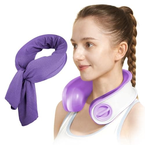 samply Reusable Ice Packs for Neck and Shoulder, Cold Compress, Relief of Pain, Swelling, Sprains, Office Pressure, Wearable Neck Cooler Towels of Cooling Wraps for Hot Weather,Amethyst Purple - Image 1