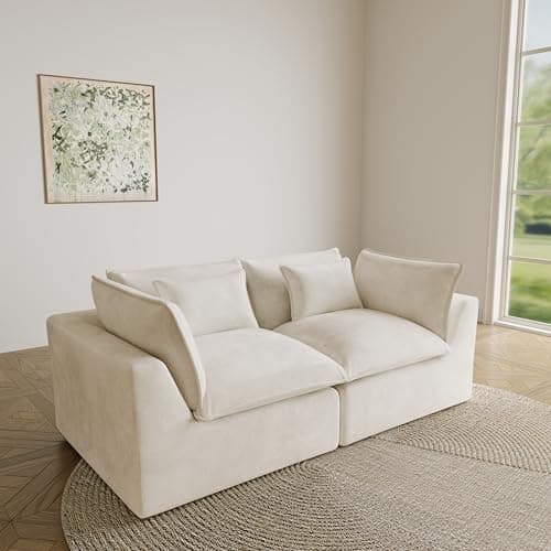 Fachmaih Boneless Loveseat Couch Sectional Cloud Couch Oversized Modular Sectional Sofa Modern Cloud Sofa Couches with Pillow for Living Room Bedroom