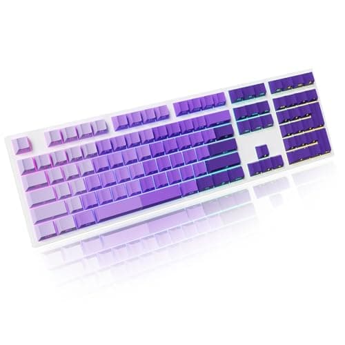AKepopery Gradient Keycap Side-Print Shine-Through PBT Keycaps, 121 Keys Cherry Profile, Transparent Spacebar Strip, for MX Switches, for Keyboards with LED Facing South (Gradient Purple) - Thumbnail 5