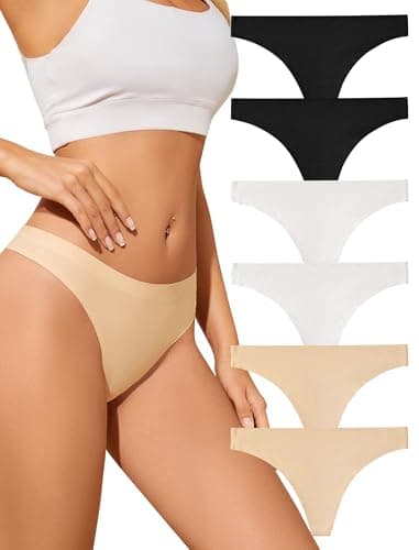 ANSUKOO Seamless Thongs for Women Underwear,No Show Ladies Workout Thong,No Line Breathable Comfortable Sport Panties,6Pack - Image 1