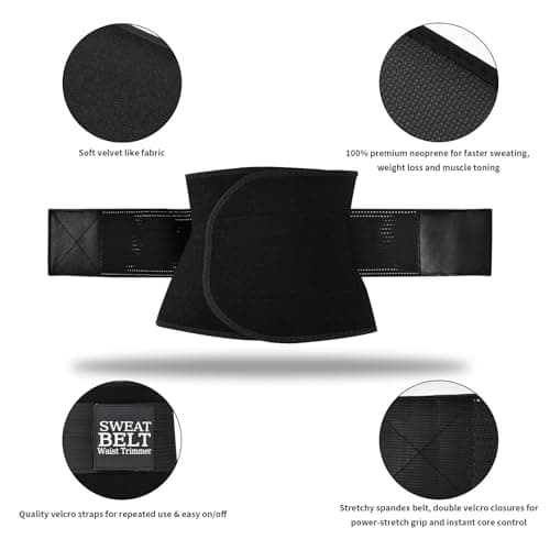 LKV Sculpt Touch Waist Trainer For Women Lower Belly Fat - Thick Sweat Band Waist Cincher Trimmer - Slimming Body Shaper Belt Black - Thumbnail 6
