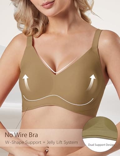 Tarbo Womens Seamless Push Up Bra Jelly Wireless T-Shirt Invisible Bras Comfort No Underwire Sleeping Back Smoothing Full Coverage Everyday Bra Dark Nude XL - Thumbnail 4