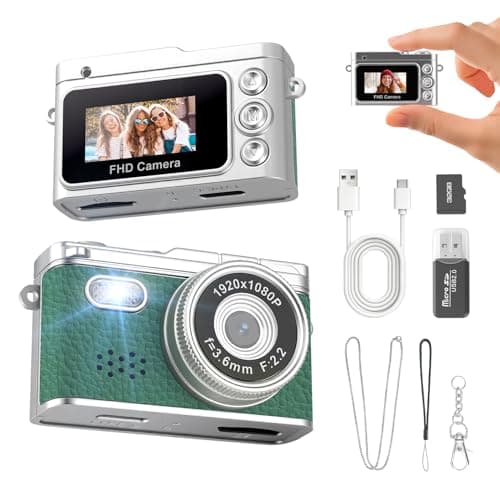 Mini Keychain Camera, 1080P Portable Keychain Digital Camera with 0.96" Screen, Tiny Retro Wearable Camera, Video Recorder for Travel, Small Vintage Pocket Camcorder with Flash, 32G SD Card, Type-C